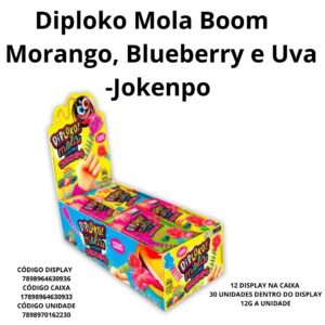 DIPLOKO MOLA BOOOM JOKENPO MORANGO, BLUEBERRY E UVA DP 60GR