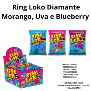DIPLOKO RING LOKO DIAMANTE MORANGO, UVA E BLUEBERRY DP 360GR